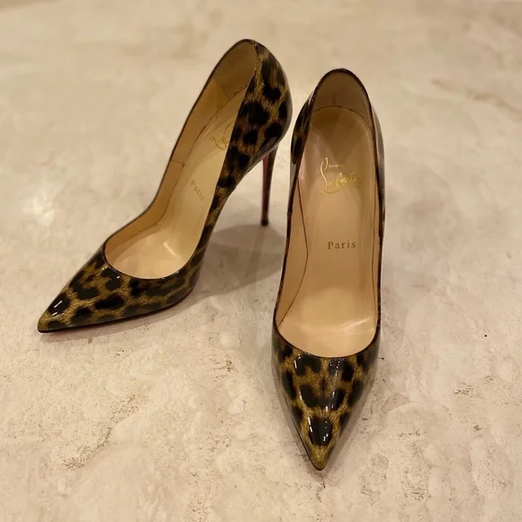 Christian Louboutin Tan and Black Stiletto Heels - Picture 2 of 10
